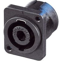 Neutrik Receptacle; speakON; 4 pole; solder; top R/ down L mtg holes; A-Screw-1-8; Black