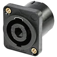 Neutrik Receptacle speakON 4 pole - square flange - M3 tapped holes, Black