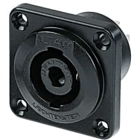 Neutrik Conn AV Speaker Plug 4 Cont Pnl Mnt Insulated STX Series Thru-Hole Black 250V