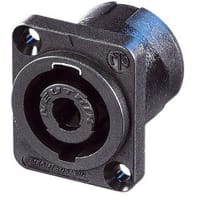 Neutrik Chassis Connector, 4 Pole, D-size Flange, Thru Hole, 3/16" flat tabs, NL Series