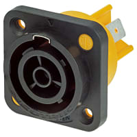 Neutrik Chassis Connector, Receptacle, 20A, 1/4-in Flat Tabs IP66, PowerCON TRUE1 Series