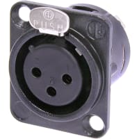 Neutrik Receptacle D series 3 pin female - solder springs - black/gold