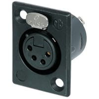 Neutrik Receptacle P series 4 pin female - solder cups - black/silver