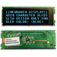 Newhaven Display International Character OLED;4x20;920x31.5;Char OLED Module;Blue;4/8-bit Parallel, SPI, I2C