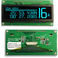 Newhaven Display International OLED Display, Graphic, 256x64 Pixels, 8-bit SPI Wire or 4-Wire SPI, Blue