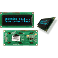 Newhaven Display International OLED Display, Character Height 5.5mm, 2x16 Chatacters, Parallel / 3 Wire SPI, Blue