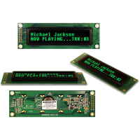 Newhaven Display International OLED Display, Character Height 5.5mm, 2x20 Characters, Parallel/3 Wire SPI, Green