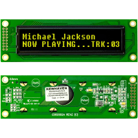 Newhaven Display International OLED Display, Character Height 5.5mm, 2x20 Characters, Parallel/3 Wire SPI, Yellow