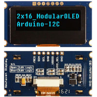 Newhaven Display International OLED Display, Modular, 2x16 Characters, I2C MPU Interface, Blue