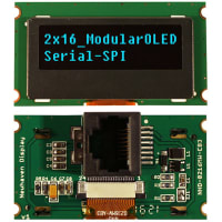 Newhaven Display International OLED Display, Modular, 2x16 Characters, RJ-45 SPI MPU Interface, Blue