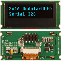 Newhaven Display International OLED Display, Modular, 2x16 Characters, I2C MPU Interface, Blue