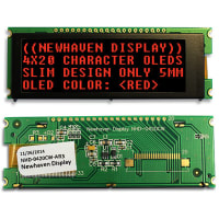 Newhaven Display International Character OLED;4x20;920x31.5;Char OLED Module;Red;4/8-bit Parallel, SPI, I2C