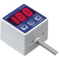 Nidec Copal Electronics Pres switch w/gauge, -100~100kPa, cmpnd, NPN, non-crrsiv gas, M5 port, cble lea