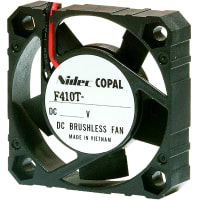 Nidec Copal Electronics Brushless DC Fan, 40X40X10mm, 5V DC, .11m3/min flow, 10 Pa, 12db, sleeve bearing