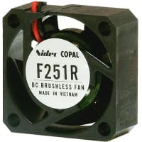 Nidec Copal Electronics Brushless DC Fan, 25X25X10mm, 5V DC, .05m3/min flow, 30 Pa, 15db, sleeve bearin