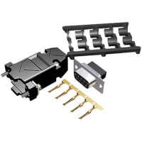 Northern Technologies Connector d-sub kit 9 crimp cont receptacle w/contacts and black plastic hood