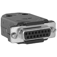 Northern Technologies connector, d-sub kit, 15 crimp cont receptacle w/contacts and black plastic hood