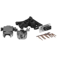 Northern Technologies connector, d-sub kit, 9 contact crimp plug w/contacts and metalized plastic hood