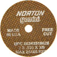 Norton Gemini FC Small Diameter Cut-Off Wheel <=3in., 3 x .035 x 3/8 In.