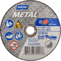 Norton Metal Small Diameter Cut-Off Wheel <=3in., 3 x 1/16 x 3/8 Inch