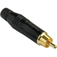 Amphenol Audio Connector, RCA, Gold Plate Cnts, Plug, 1, Solder, Black