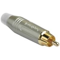 Amphenol Audio RCA Male Cable Connector, Gold Plated Contacts, Diecast Shell, Satin Finish, Whi