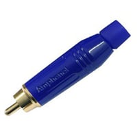 Amphenol Audio Connector, RCA, Gold Plate Cnts, Plug, 1, Solder, Blue