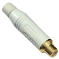 Amphenol Audio Connector, RCA, Gold Plate Cnts, Jack, 1, Solder, White