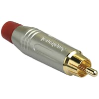 Amphenol Audio RCA Male Cable Connector, Gold Plated Contacts, Diecast Shell, Satin Finish, Red