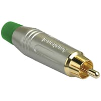 Amphenol Audio RCA Male Cable Connector, Gold Plated Contacts, Diecast Shell, Satin Finish, Gre