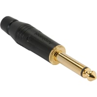 Amphenol Audio Plug, Phone, Straight, 1/4 in., Gold, Black, Solder, Mono