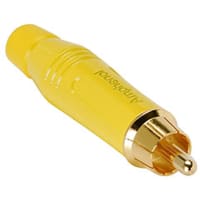 Amphenol Audio Connector, RCA, Gold Plate Cnts, Plug, 1, Solder, Yellow