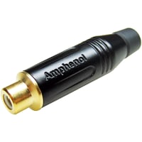 Amphenol Audio Connector, RCA, Gold Plate Cnts, Jack, 1, Solder, Black