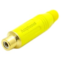 Amphenol Audio Connector, RCA, Gold Plate Cnts, Jack, 1, Solder, Yellow