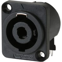 Amphenol Audio Conn, Jack, Speaker, Horizontal PCB, SP Series, Black, 4 Pole, 30A, 133V