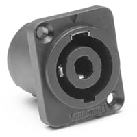 Amphenol Audio Loudspeaker Chassis Mount, D Type Flange, Thru Holes, Solder Tabs 1/4", Black Fi