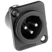 Amphenol Audio 3 Pole XLR Male Chassis Mount, D Type, Stamped Contacts, Solder Bucket, Black Fi