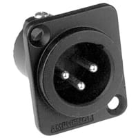 Amphenol Audio 3 Pole XLR Male Chassis Mount, D Type, Stamped Contacts, Solder Bucket, Black Fi