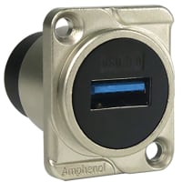 Amphenol Audio Connectors, USB A - USB A D SHELL PANEL