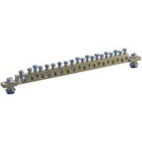 nVent ERIFLEX Grounding Bar, Max Ampacity 250A, 20 Outputs, Earthing and Neutral Busbar Series