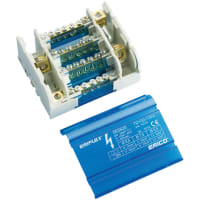 nVent ERIFLEX Compact 4 Pole Distribution Block, 100/125A, 1 Line Side, 14 Load Side Connection