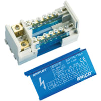 nVent ERIFLEX 2 Pole Distribution Block, 100/125A, 1 Line Side Connection, 6 Load Side Connectio