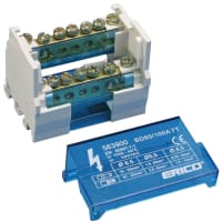 nVent ERIFLEX 2 Pole Distribution Block, 80/100A, 2 Line Side Connection, 13 Load Side Connectio