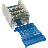 nVent ERIFLEX Compact 4 Pole Distribution Block, 80/100A, 2 Line Side, 9 Load Side Connection