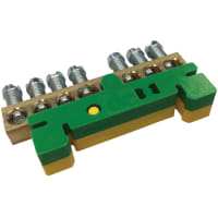 nVent ERIFLEX Earthing and Neutral Busbar with Green/Yellow DIN Rail Clip, 7 Connections