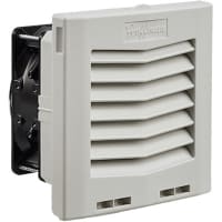 nVent HOFFMAN Cooling Filter Fan, 34.7CFM, 6.15X6.16 In, 24VDC, Plastic, Gray, Polyester Fiber, HF Series