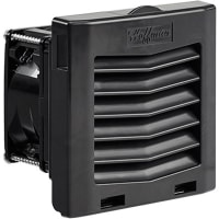 nVent HOFFMAN Cooling Filter Fan, 21.2CFM, 4.42X4.44 In, 24VDC, Plastic, Black, Polyester Fiber, HF Series