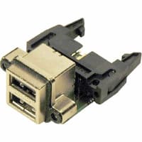 Amphenol Commercial (Amphenol CS) Connector usb receptacle type a stacked-2 port right angle pcb mount w/header