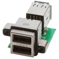 Amphenol Commercial (Amphenol CS) Connector usb receptacle type a stacked-2 port right angle pcb mount w/usb term