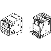 Amphenol Commercial (Amphenol CS) USB 3.0, Type A Receptacle, Stacked, Right Angle